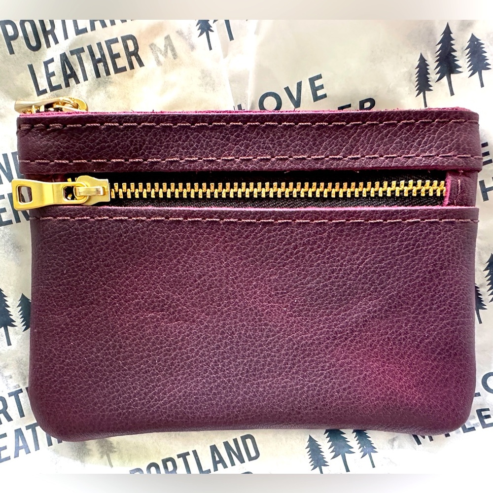 Portland Leather Goods Plum Double Zip Wallet